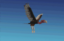 a pixelated bird is flying in the sky with its wings spread