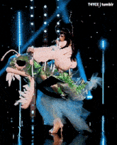a woman in a costume is dancing on a stage with t4yce tumblr written on the bottom