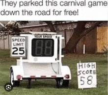 they parked this carnival game down the road for free ! high score 58