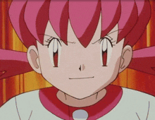a close up of a girl with pink hair