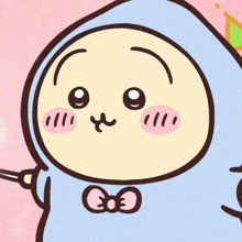 a cartoon drawing of a baby with a bow tie on his neck