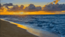 beach waves sunset