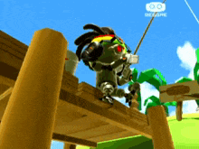 a robot with a dreadlock and a sign that says reggae on the bottom