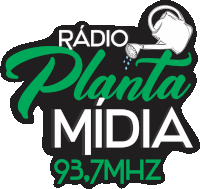 a logo for radio planta midia with a watering can