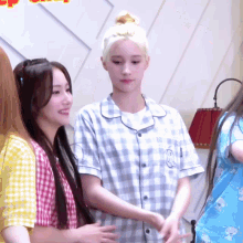 a girl in a plaid shirt has a snoopy embroidered on her chest