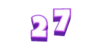 the number 27 is written in purple on a white background