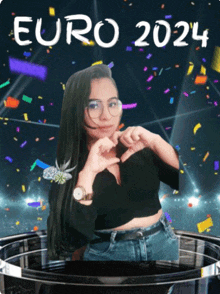 a poster for euro 2024 with a woman making a heart shape