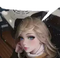 a girl with long blonde hair and blue eyes is sitting in a chair