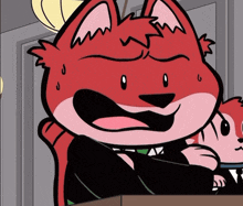 a cartoon of a fox in a suit and tie