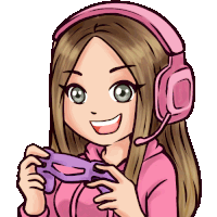 a cartoon of a girl wearing headphones and holding a video game controller