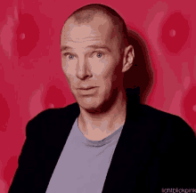 a close up of a man 's face with the words lichtblickpink below
