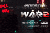 a movie poster for war pathaan tiger 2 shows a man standing in front of a neon sign