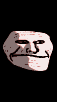 a pixelated troll face with the letter s visible