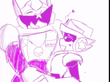 a drawing of a robot with the word blasum written on the back