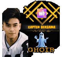a poster with a man and a ghost that says kapten bersama ghoib