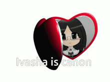 a picture of a girl with glasses and the words ivasha is canon below it