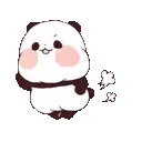 a panda bear is standing next to a cloud of smoke coming out of it 's mouth .