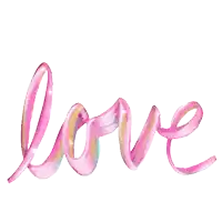 the word love is written in a pink ribbon