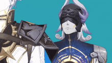 a close up of a cartoon character wearing a helmet and a mask .