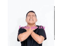 a picture of a man with the words " i miss you sky " above him