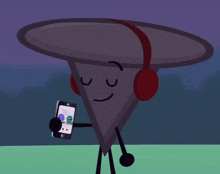 a cartoon character wearing headphones is listening to music