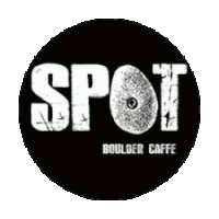 a logo for a restaurant called spot boulder caffe .