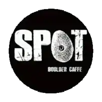 a logo for a restaurant called spot boulder caffe .