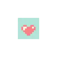 a pixel art of a pink heart on a blue background