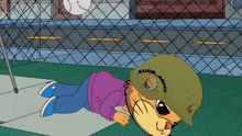 a cartoon of a cat wearing a baseball cap that says sugar bear