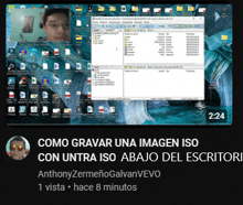 a screenshot of a computer screen with the words como gravar una imagen iso con untra iso abajo del escritorio at the bottom