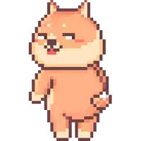 a pixel art illustration of a dog with its tongue out