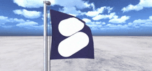 a purple flag with a white circle on it