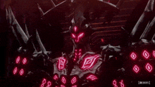 a screenshot of a video game shows a character with red glowing symbols on their body