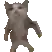 a pixelated image of a dog standing on its hind legs .