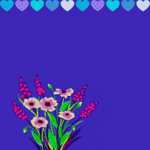 a drawing of flowers and hearts with arabic writing on the bottom
