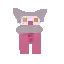 a pixel art drawing of a clown wearing a pink costume and boots .