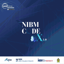 an advertisement for a hackathon called nibm code x 1.0