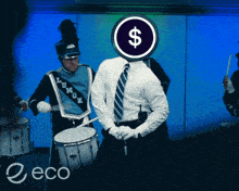 a man with a dollar sign on his head
