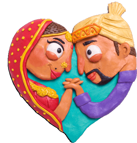 Bride And Groom Hold Hands And Form A Heart. Sticker - Indian Wedding Love Wedding Stickers