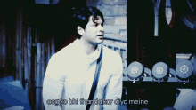 a man in a white shirt with the words aag ko bhi thanda kar diya mein written below him