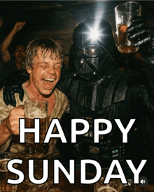 a picture of darth vader and luke skywalker with the words happy sunday