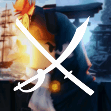 a picture of a man with two swords crossed