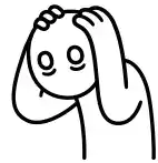 a black and white drawing of a person holding their head in their hands .