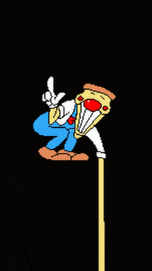 a pixel art of a cartoon character with a red nose