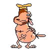 a pixel art of a cartoon character wearing a chef 's hat and glasses .