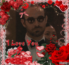 a picture of a man in a tuxedo with the words i love you