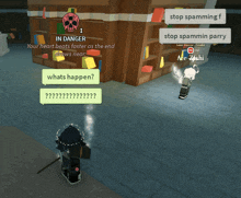 a screenshot of a video game with a person standing in front of a bookshelf