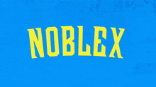 a blue background with the word noblex in green letters