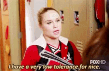a cheerleader says i have a very low tolerance for nice in a locker room