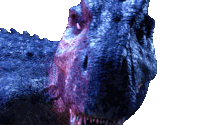 a close up of a dinosaur 's face with its mouth open
